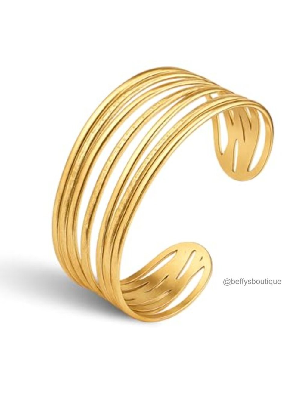 Gold Plated Wide Crossed Wire Cuff Bracelet Adjustable Statement